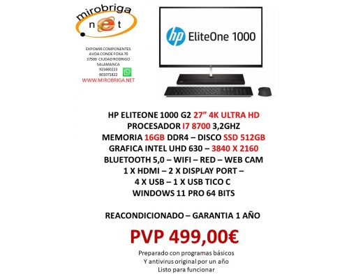 HP ELITEONE 1000 G2 27" ULTRA 4K - I7 